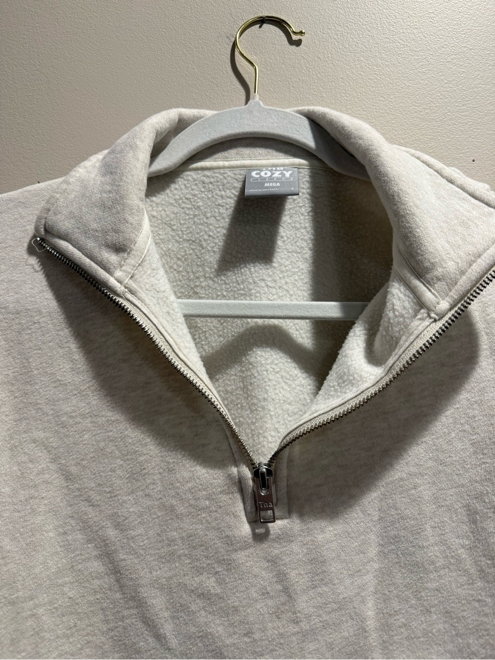 TNA Aritzia Light Gray Half-Zip Crew Sweater Size 2 Oversized - Picture 4 of 10
